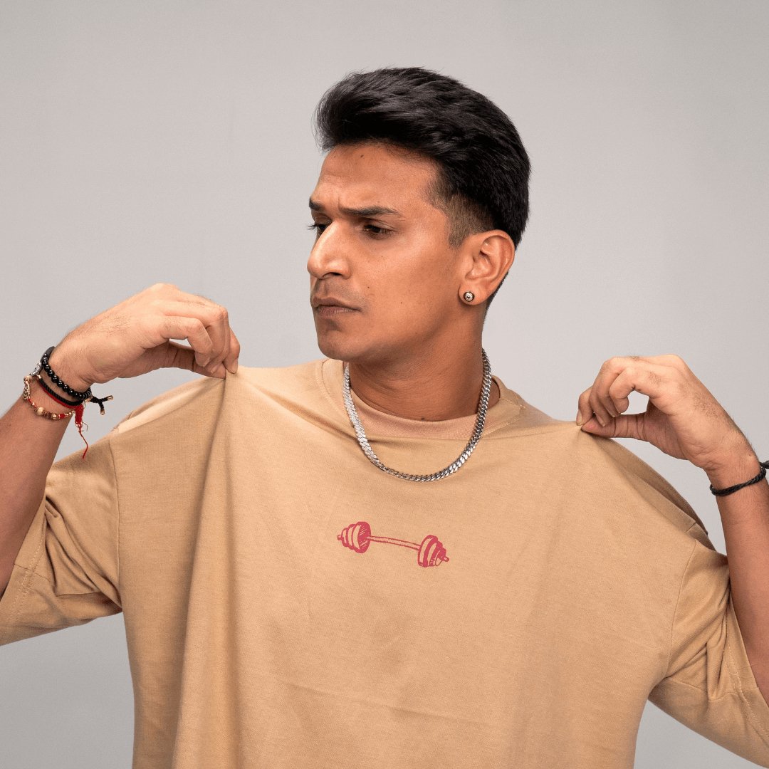 Official Pehlwaan T shirt - Oversized , Beige - Pehlwaan Nutrition