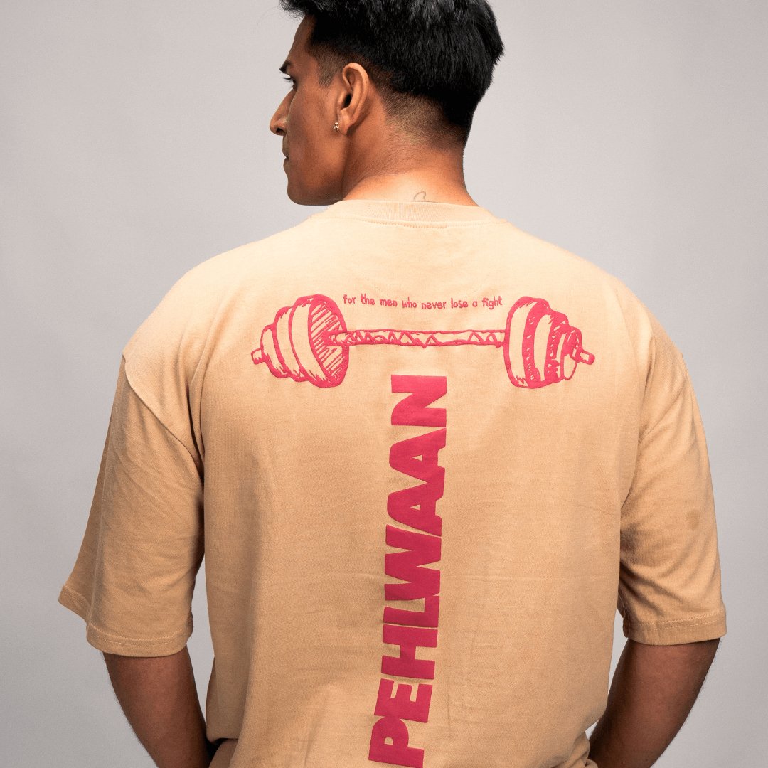 Official Pehlwaan T shirt - Oversized , Beige - Pehlwaan Nutrition