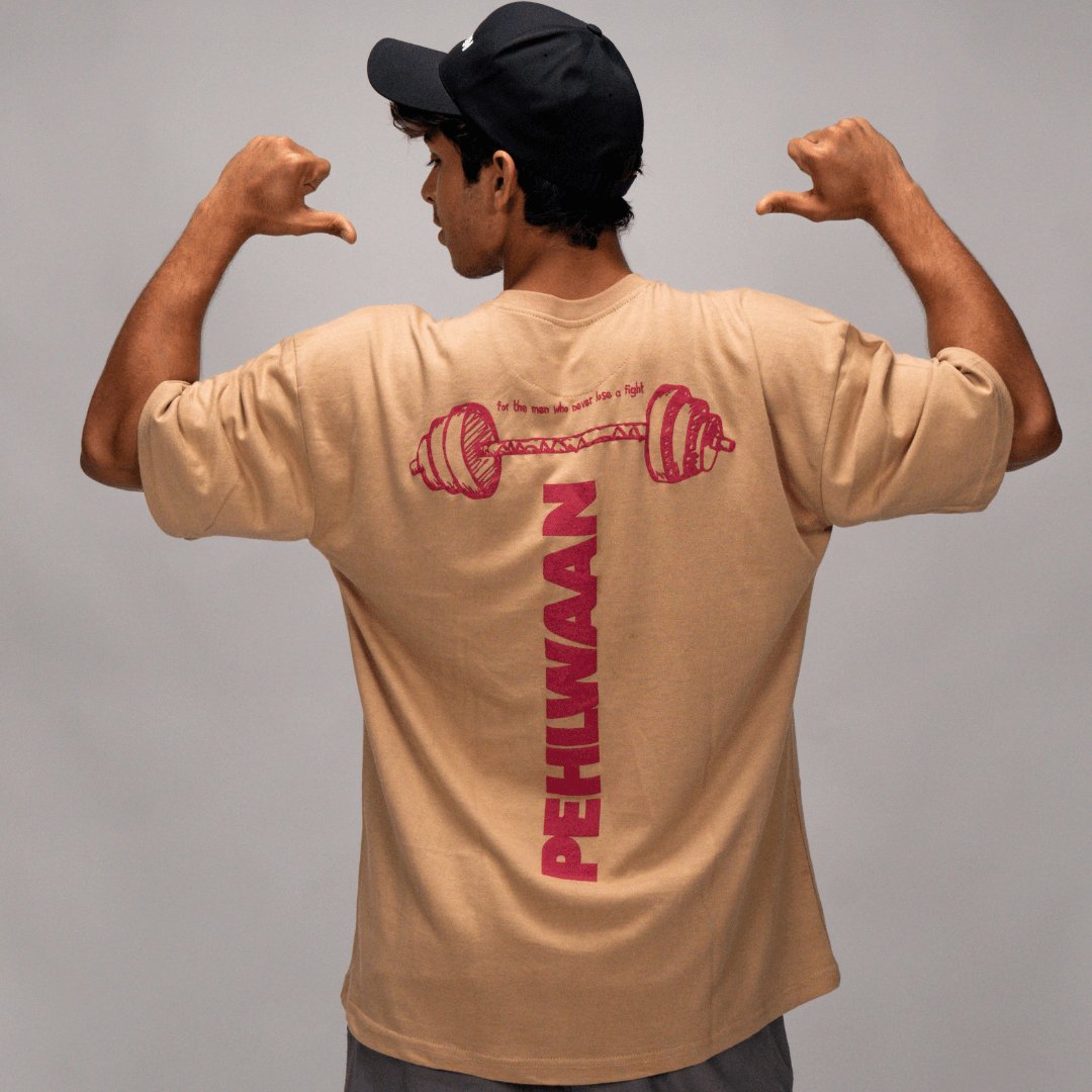 Official Pehlwaan T shirt - Oversized , Beige - Pehlwaan Nutrition