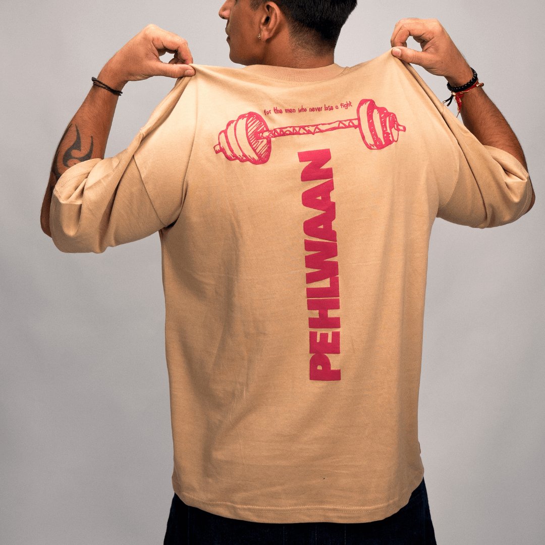 Official Pehlwaan T shirt - Oversized , Beige - Pehlwaan Nutrition
