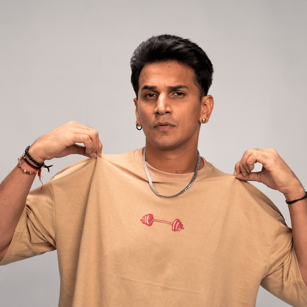 Official Pehlwaan T shirt - Oversized , Beige - Pehlwaan Nutrition