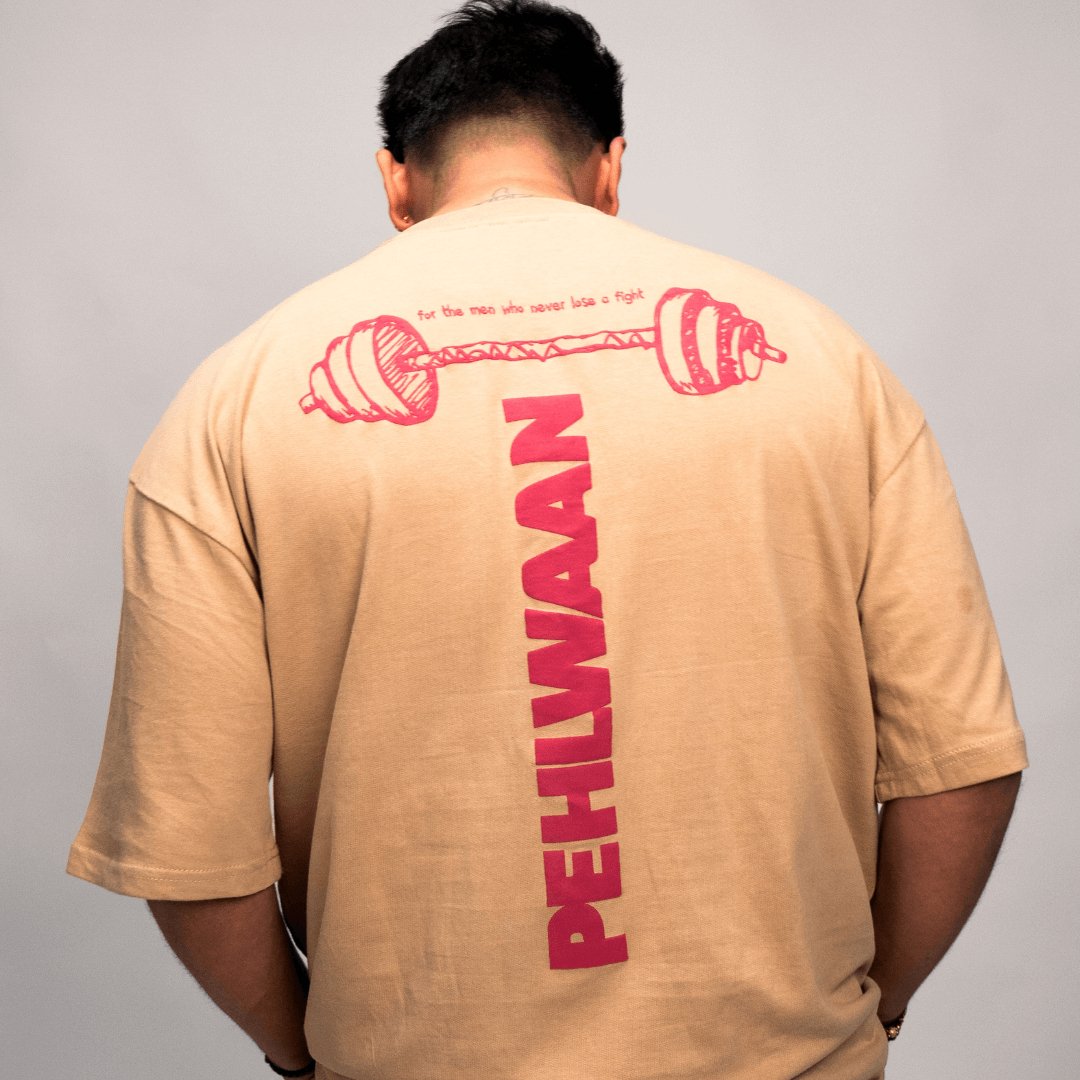 Official Pehlwaan T shirt - Oversized , Beige - Pehlwaan Nutrition