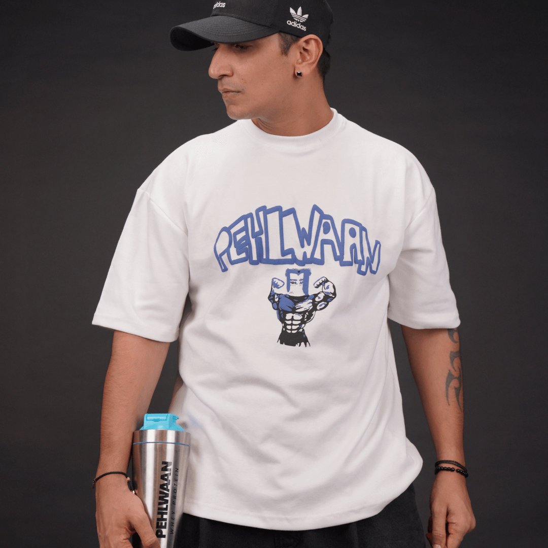 Official Pehlwaan T shirt - Oversized , White - Pehlwaan Nutrition